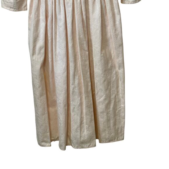 Vintage Eileen West Size 6 Pink 100% Cotton Jacquard Backless Midi Dress - Picture 3 of 8